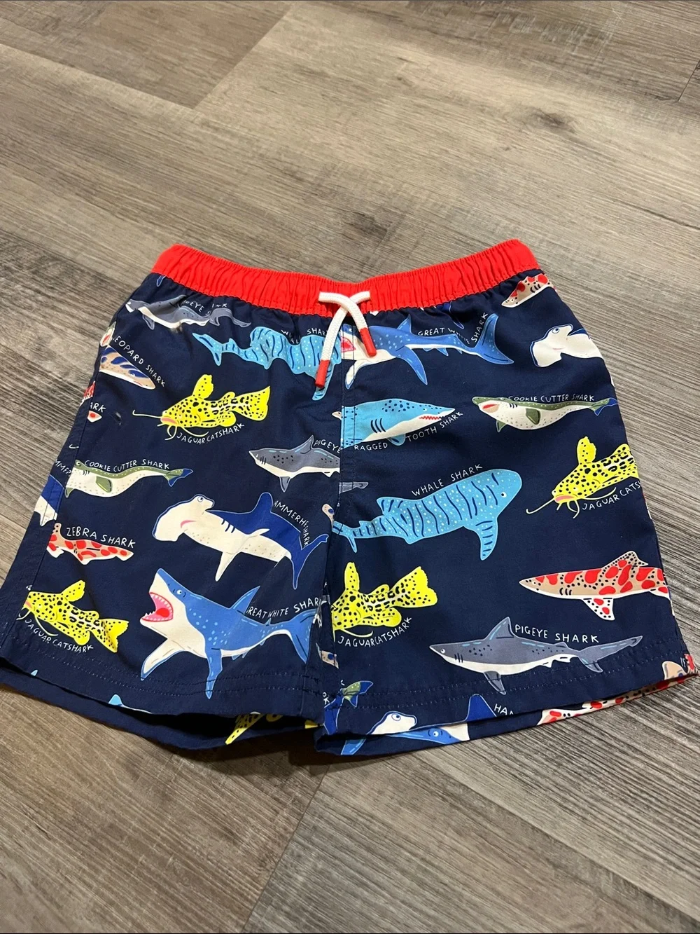 Mini Boden shark swim trunks size 6-7